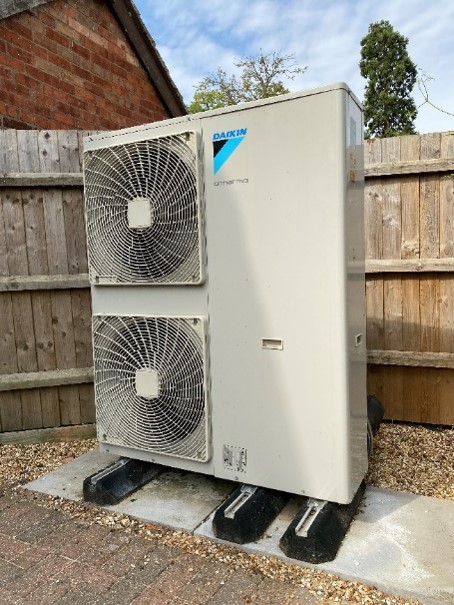 Daikin Altherma 16 kW ASHP, separate external and internal (including hot water cylinder) units
