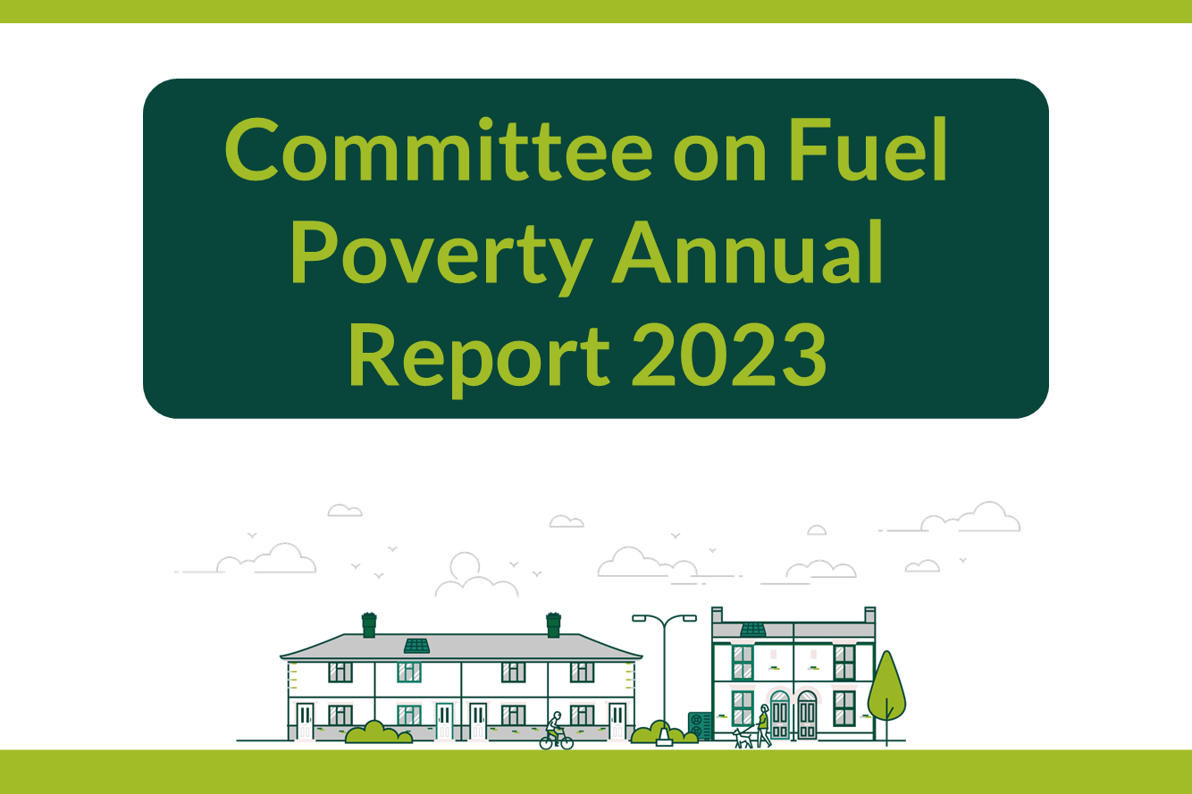 Decorative Action on Energy branded boarder with text in the center reading 'Committee on Fuel Poverty Annual Report 2023'
