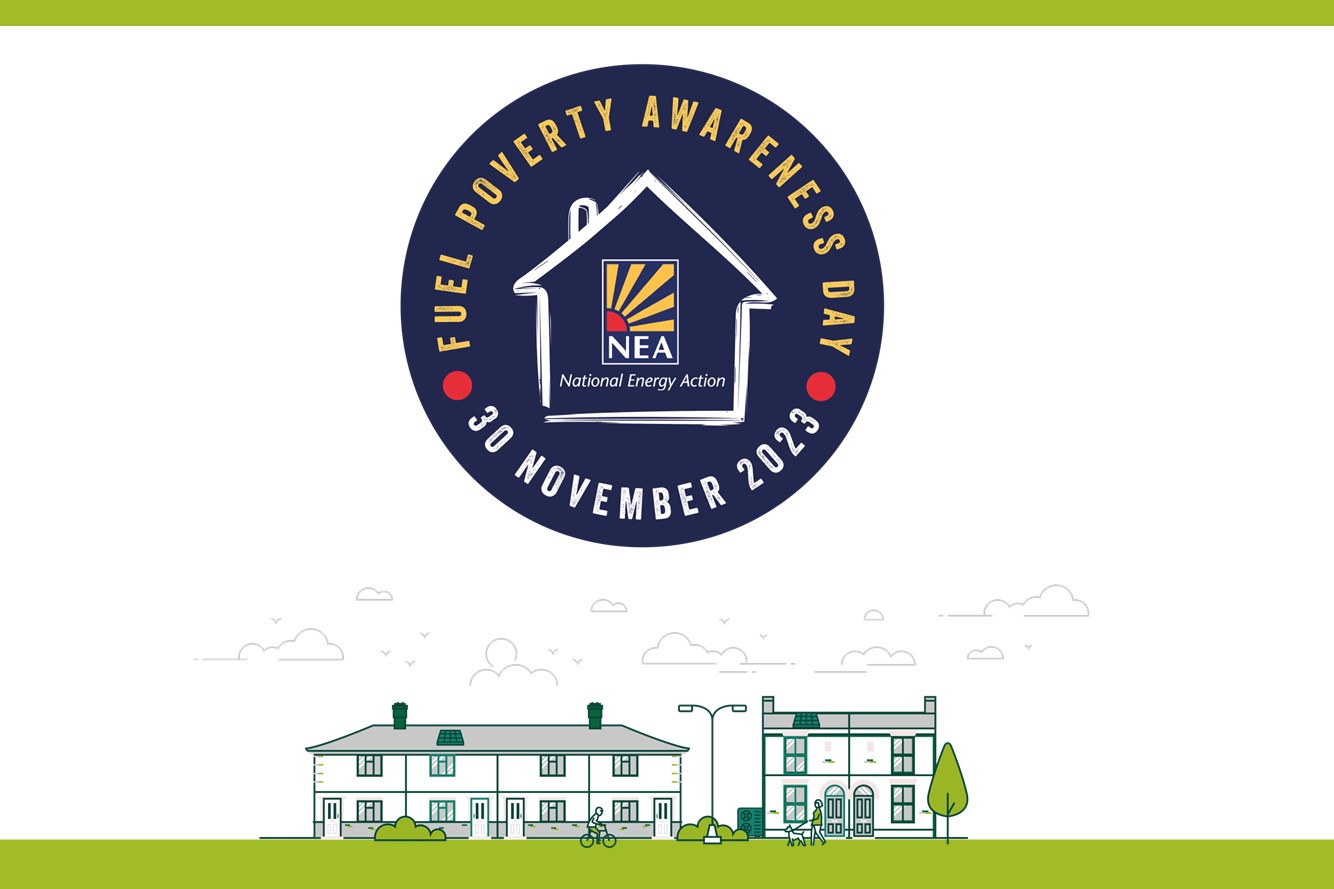 Decorative branded boarder with the Fuel Poverty Awareness Day 30th November 2023 logo from National Energy Action